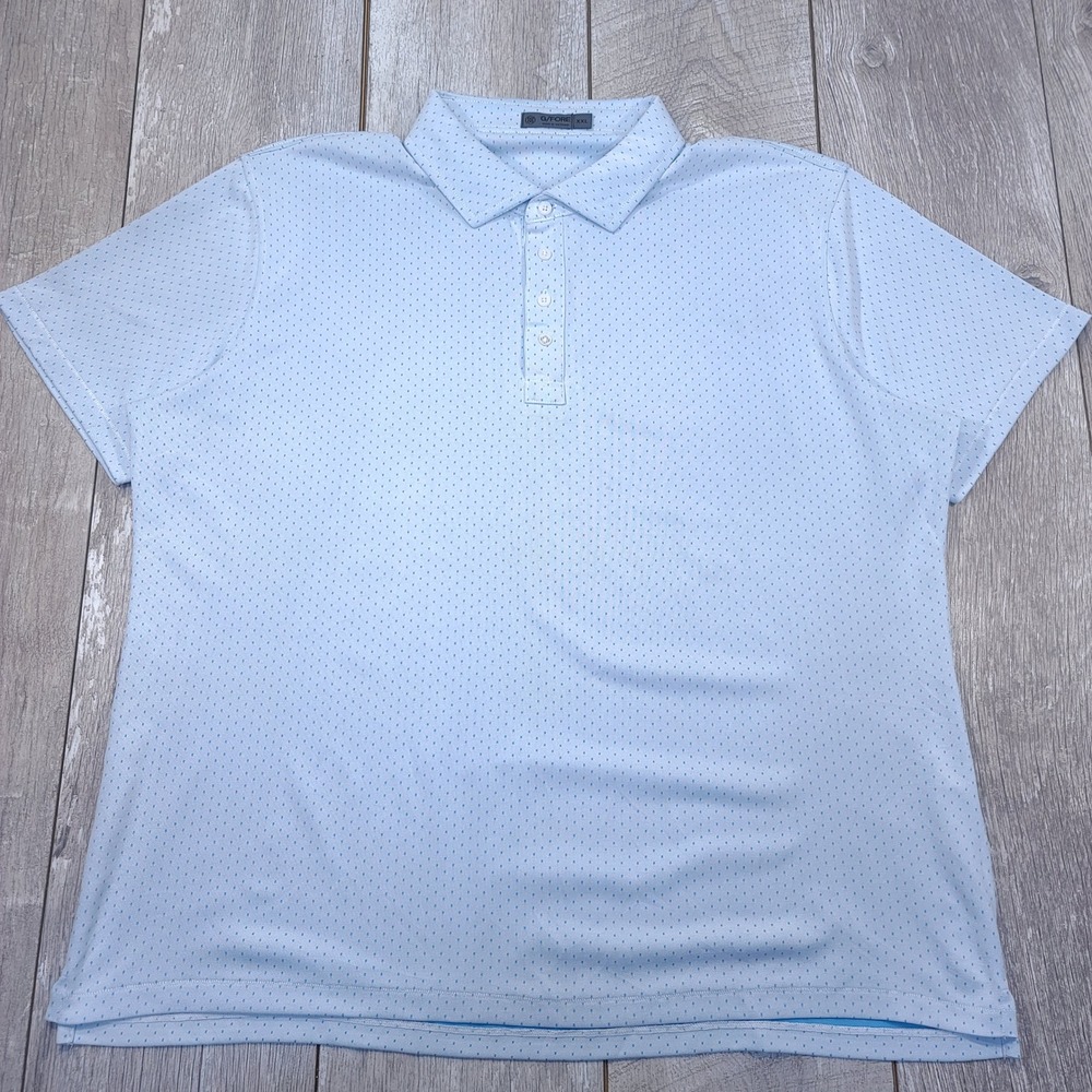 G/FORE Polo Shirt Mens XXL Blue Geometric Micro Print G4MF21K48 Golf Sport